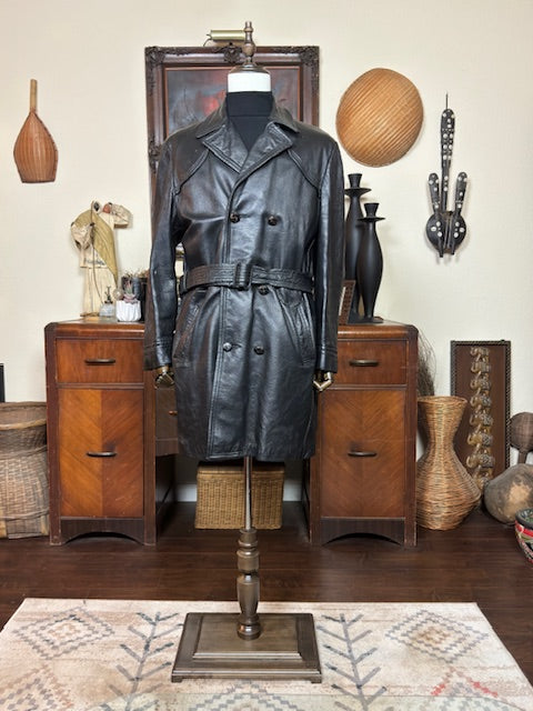 1970s Black Belted Leather Jacket