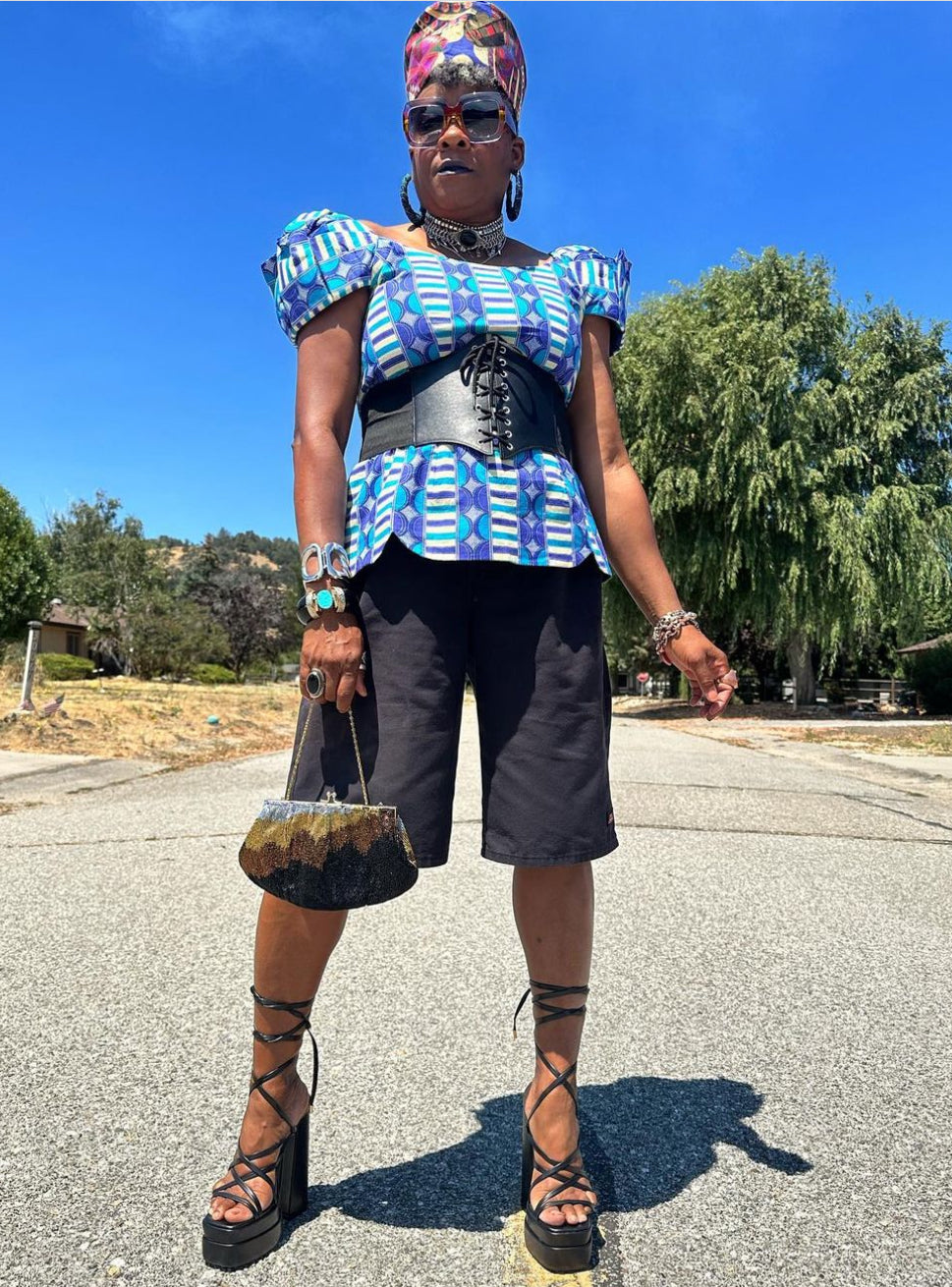 1990s African Print Top