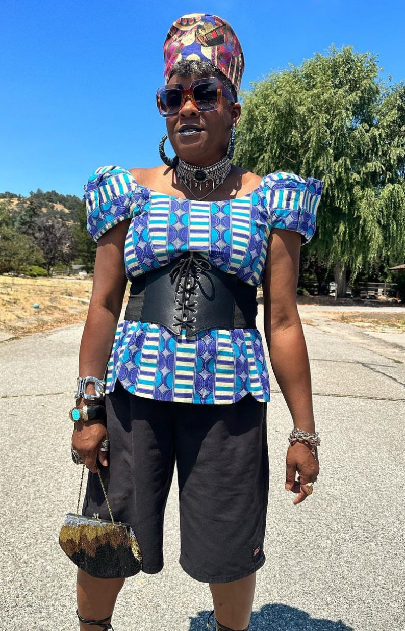 1990s African Print Top