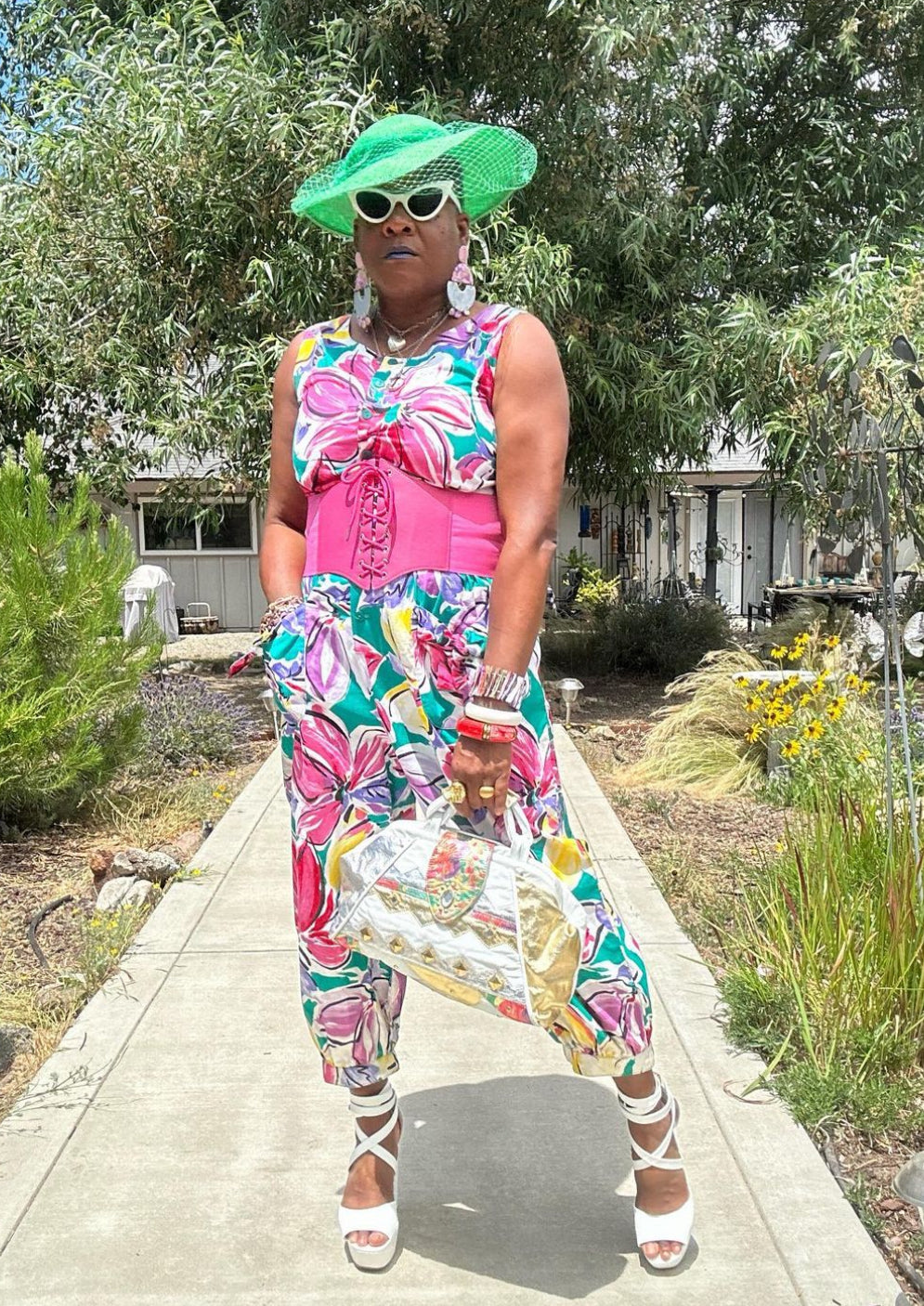 1980s Floral Jumpsuit