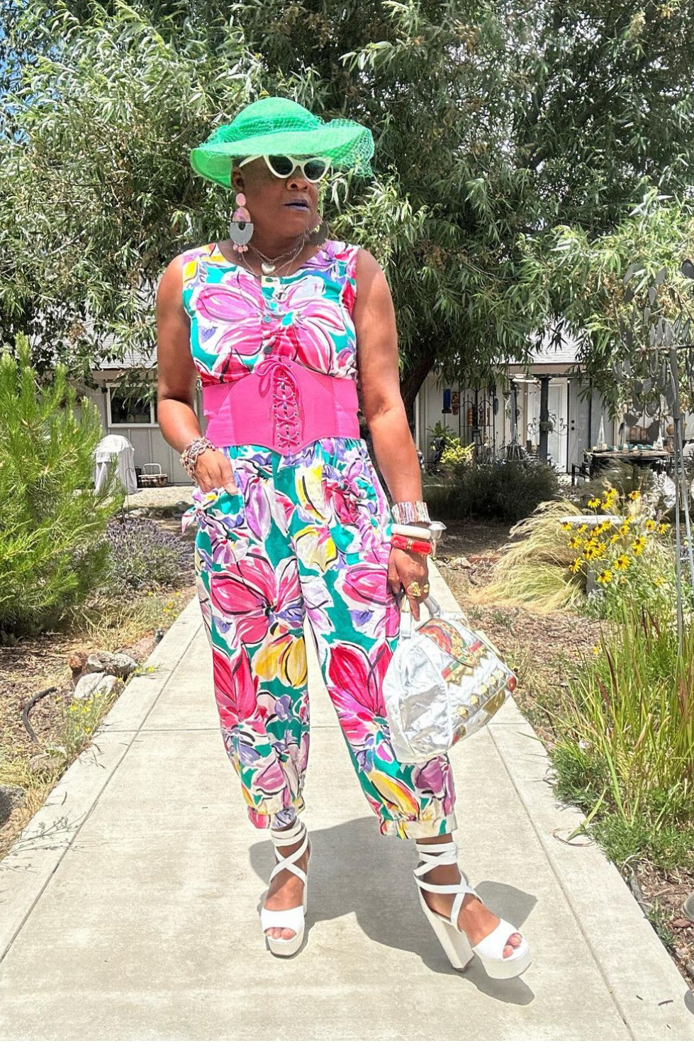 1980s Floral Jumpsuit