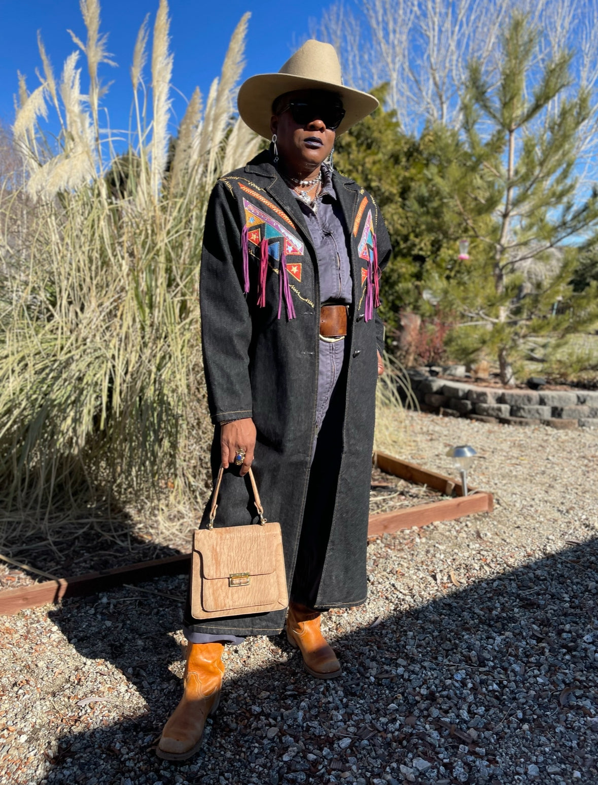 Vintage 1980s Pioneer Wear Denim Maxi Coat