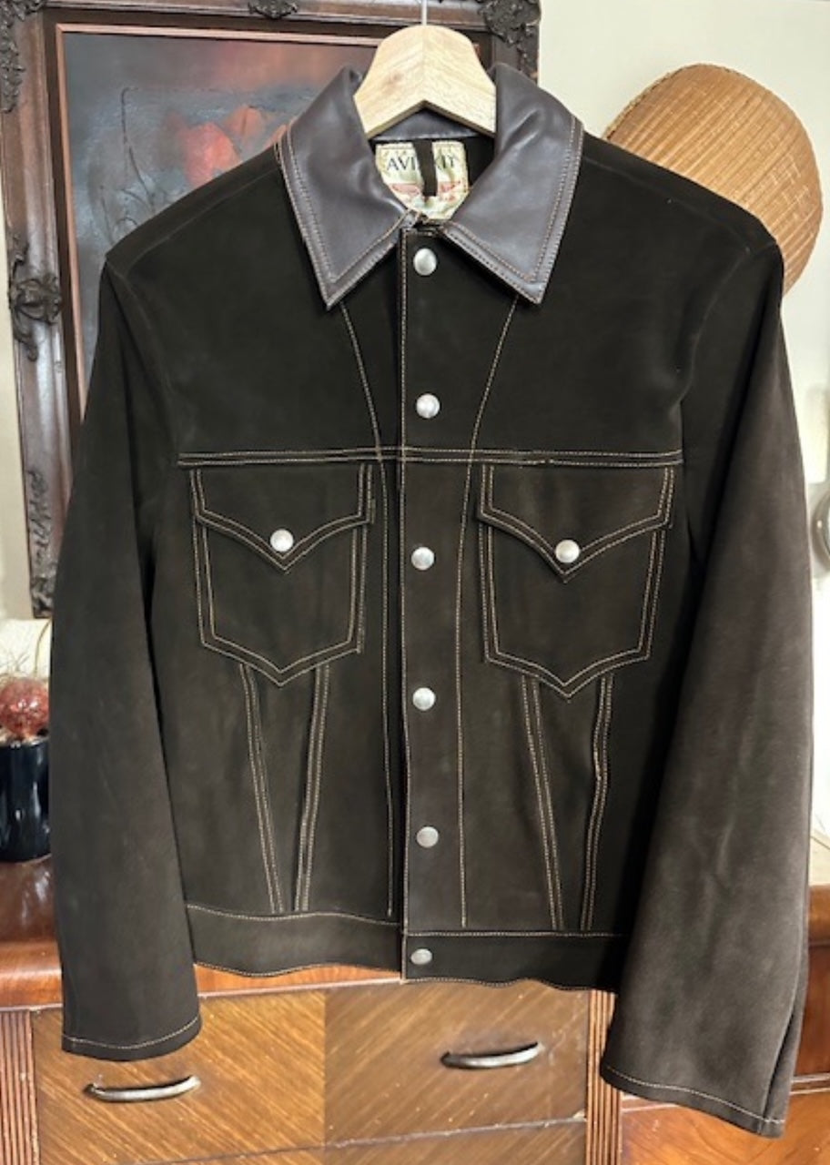 Vintage 1970s Lewis Leathers Sheepskin Suede Western Jacket